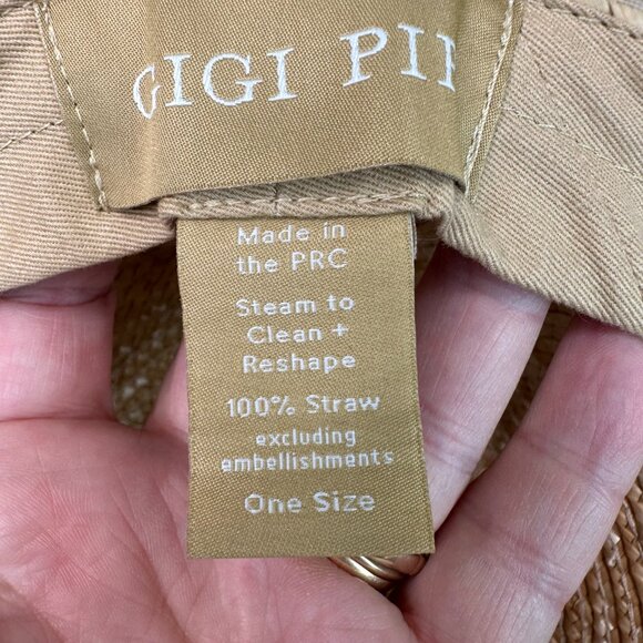 GIGI PIP Isla Straw Wide Brim Fedora Hat Suede Band OS NWOT - Picture 10 of 12